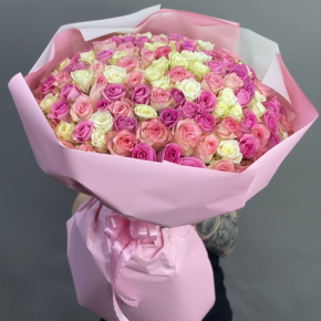 Букет из 151 кенийской розы микс (40 см) в Щелково