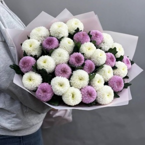 Букет из 31 хризантемы Момоко микс в Щелково