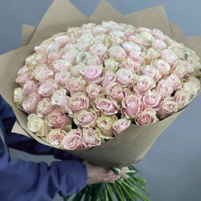 Букет из 101 розы Пинк Мондиаль Эквадор (60 см) в Щелково