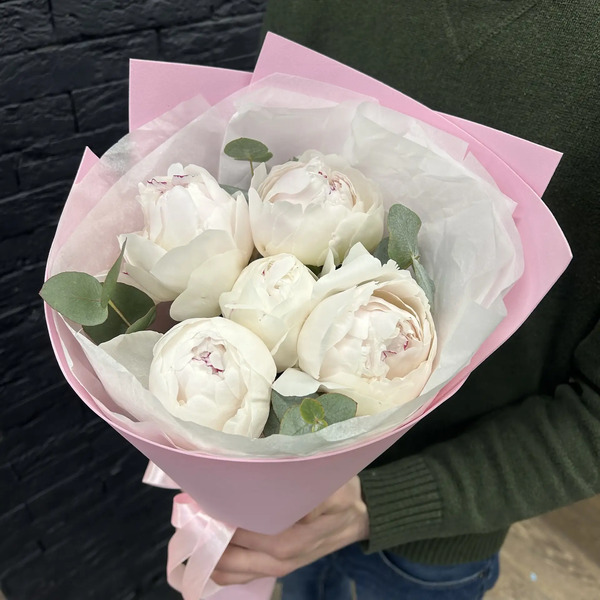 Букет из 5 пионов Одиле "Пломбир" в Щелково