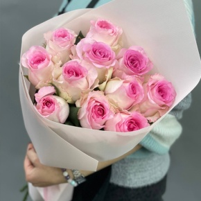 Букет из 11 пионовидных роз Эквадор (60см) в Щелково