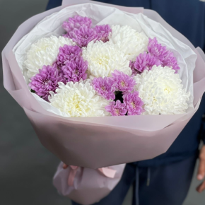 Букет "Вместе с тобой" из нежных хризантем в Щелково