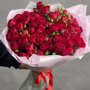 Букет из 17 красных кустовых пионовидных роз (50 см) в Щелково